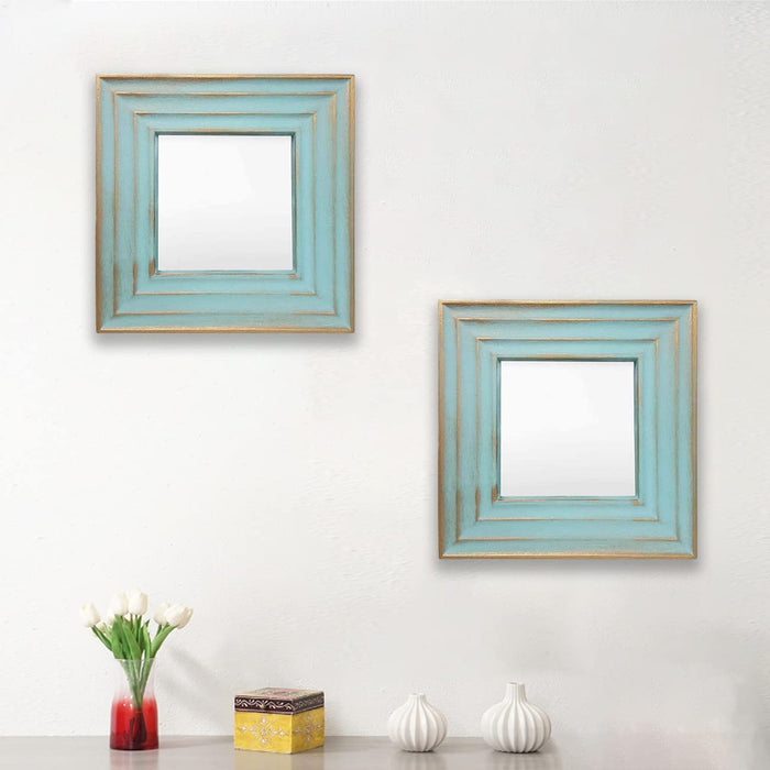 Blue Large Mirror Decorative in Square Shape (10 x 10 Inchs)