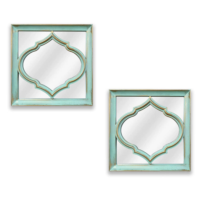Blue Square Shape Decorative Wall Mirror For Home Decoration Size-10" x 10" Inch