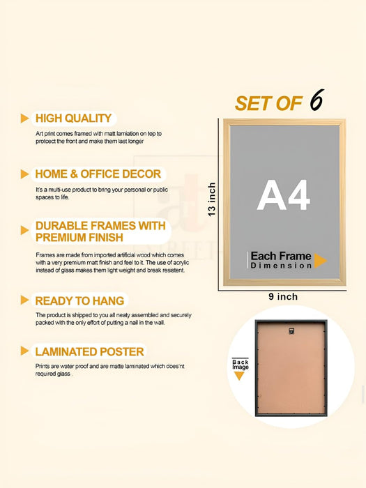 European Street Side Scenery Wall Art Painting for Living Room, Coquette Floral Aesthetic Wooden Framed Wall Art Print for Living Room, Bedroom & Office Decor (Set of 6, 13x9 inch)