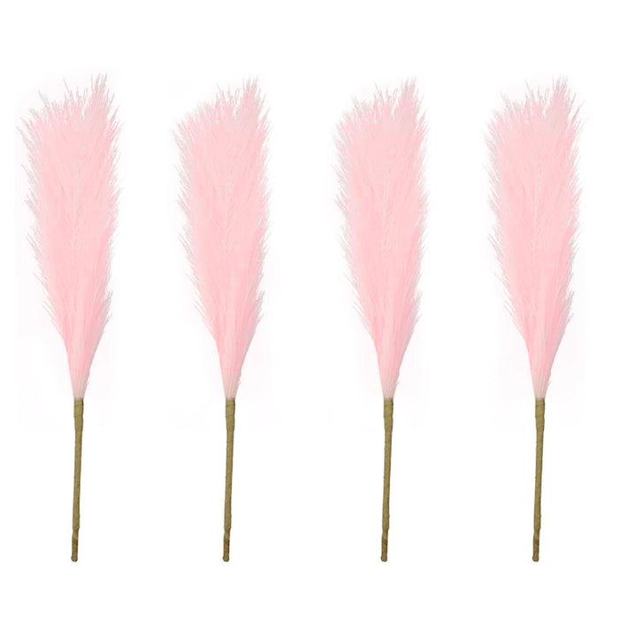 Artificial Pampas Grass for Decoration, Pink Blush Faux, Non-Shedding Feather Grass Pack of 4 | Gradient Pampas Grass | (18 Inch)