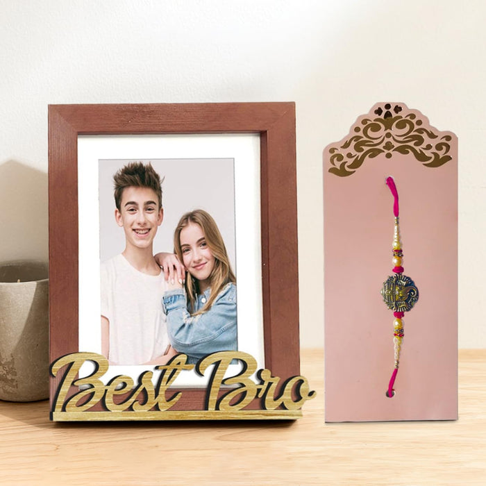 Art Street Table Photo Frame Set With Rakhi Gift Combo, Picture Frame for Home & Office Decoration (Brown, Best Bro-6x8 Inchs) Rakshabandhan Gift Set