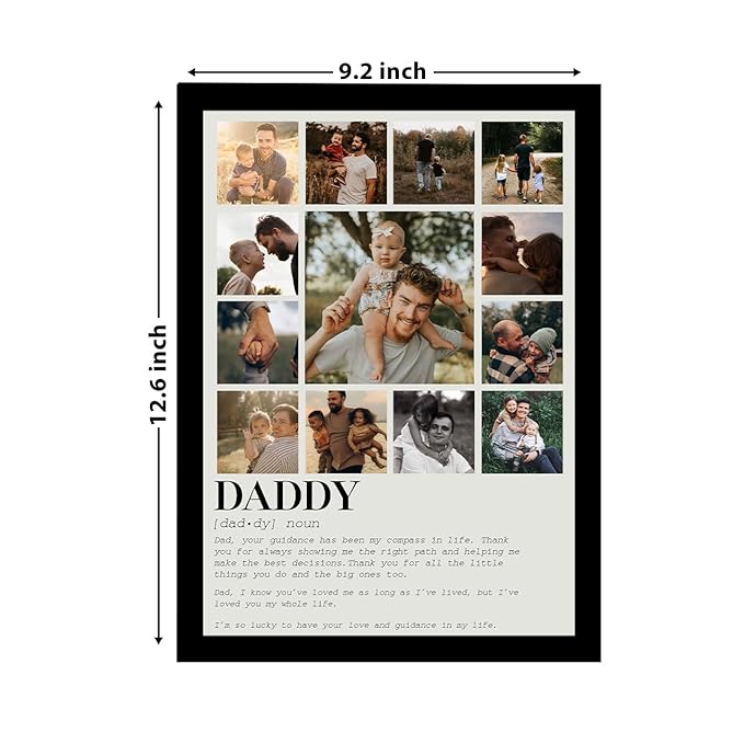 SNAP ART Customized Father's Day Gift for your DAD with Collage print along with Text, Photo Frame With Photo Upload (9.2x12.6 Inch)