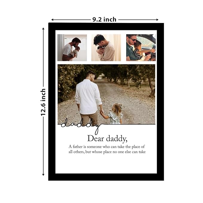 SNAP ART Customized Father's Day Gift for your DAD with Collage print along with Text, Photo Frame With Photo Upload (9.2x12.6 Inch)
