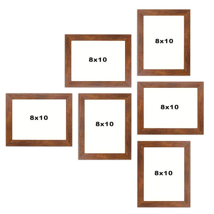 Art Street Wall Set of 6 Photo Frame with Free Hanging Accessories (8" X 10" Picture Size ) Brown