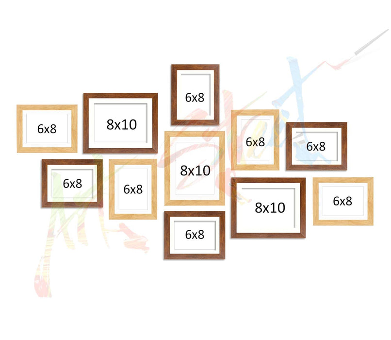 Art Street Synthetic Wooden Beige & Brown Set of 11 Individual Wall Rectangular Photo Frames/Wall Hanging (8x10 inch-3 pcs, 6x8 inch-8 pcs)