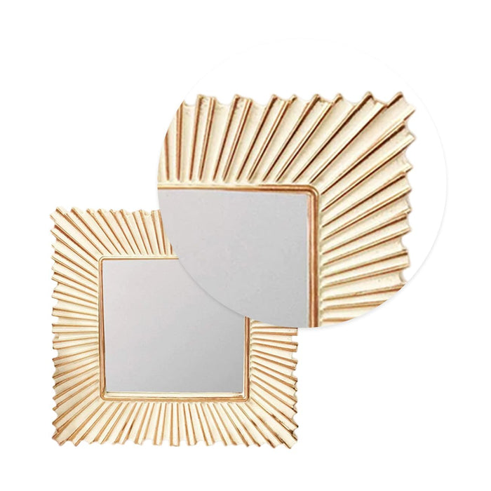 Decorative Square Golden Wall Mirror, Set of 4, Wall Hanging Mirrors (10 x 10 inch, Gold)