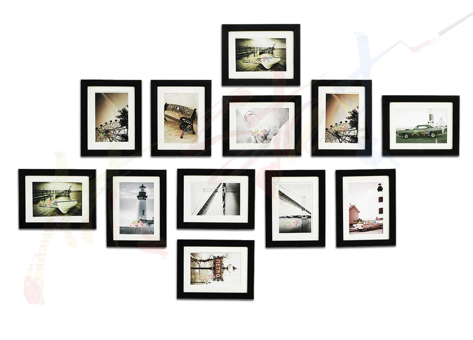 Set of 12 Individual Black & White Wall Photo Frames Wall Hanging (12 Units 6X8)
