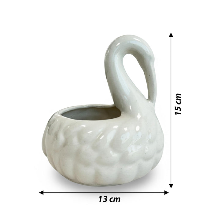 Art Street Elegant Swan-Shaped Ceramic Vase | Glossy White Decorative Flower Vase for Home, Living Room & Table Décor, (Vase Only Not Plant)