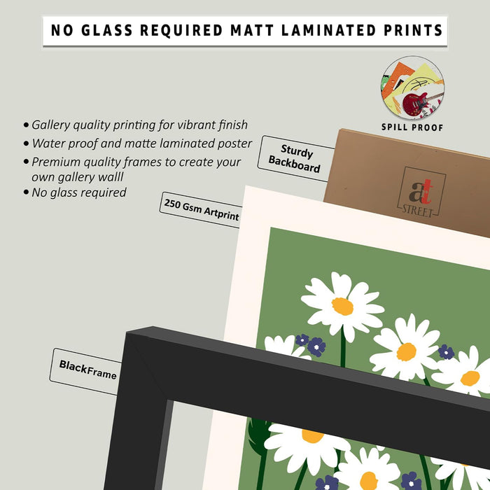 Automotive Motivational Framed Wall Art Print with Red Sports Car Illustration Prints, Retro Car Decor 32x44 cm