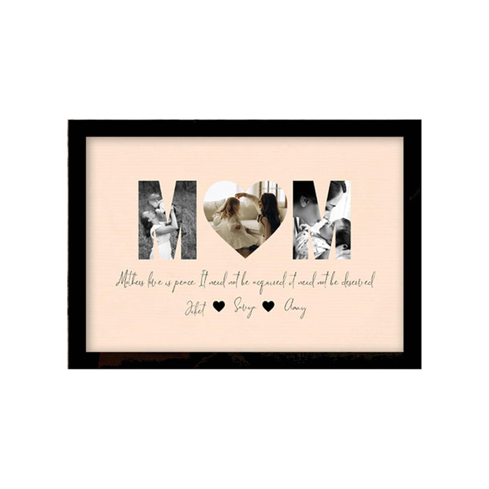 Customized Mother's Day Gift for your Mom with 3 Pictures Collage print along with MOM Text (8.9x12.8 Inch)