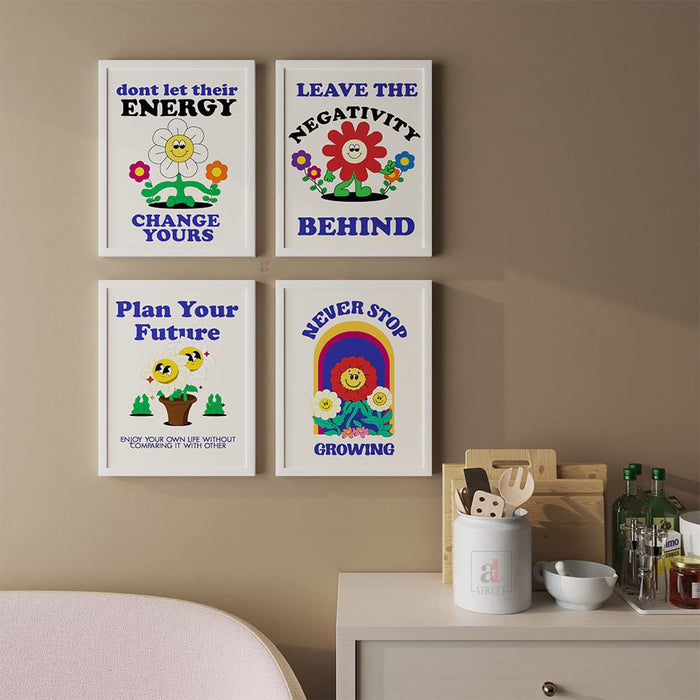 Art Street Motivational Poster Leave The Negativity Behind, Plan your Future Art Prints For Room Decoration (Set Of 4, 13x17 Inch)