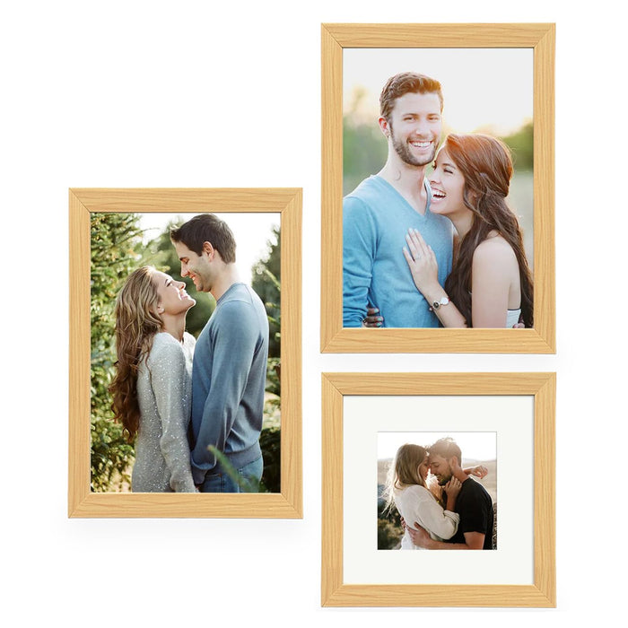 Art Street Photo Frames for Home Décor Set of 3 Beige Wall Photo Frames for Living Room Decoration (Size - A4 & 8x8 Inches)