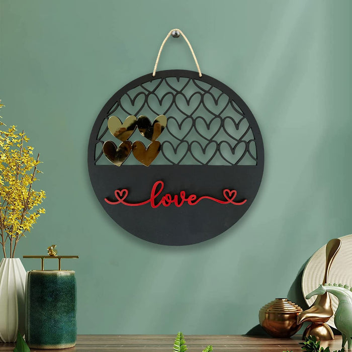 Wall Décor Wall Sign MDF for Home Decoration, Round Shape Wall Hanging, Decorative Home Décor for Living Room, Black (10X10 Inches)