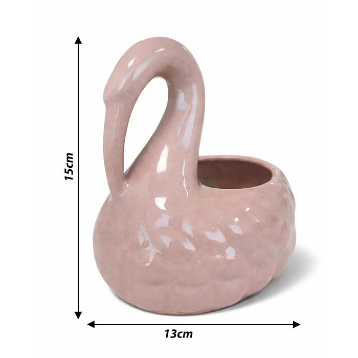 Art Street Elegant Swan-Shaped Ceramic Vase | Glossy Pink Decorative Flower Vase for Home, Living Room & Table Décor, (Vase Only Not Plant)