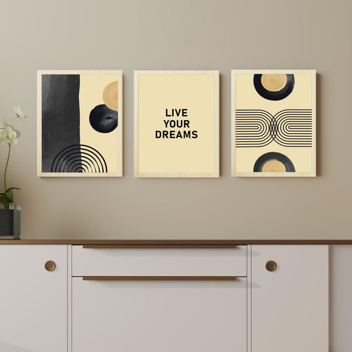 Modern Boho Motivational Quotes Dreams Don't Work Unless You Do Art Prints (Set Of 3, (A3) 12.7x17.5 Inch)