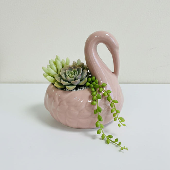 Art Street Elegant Swan-Shaped Ceramic Vase | Glossy Pink Decorative Flower Vase for Home, Living Room & Table Décor, (Vase Only Not Plant)
