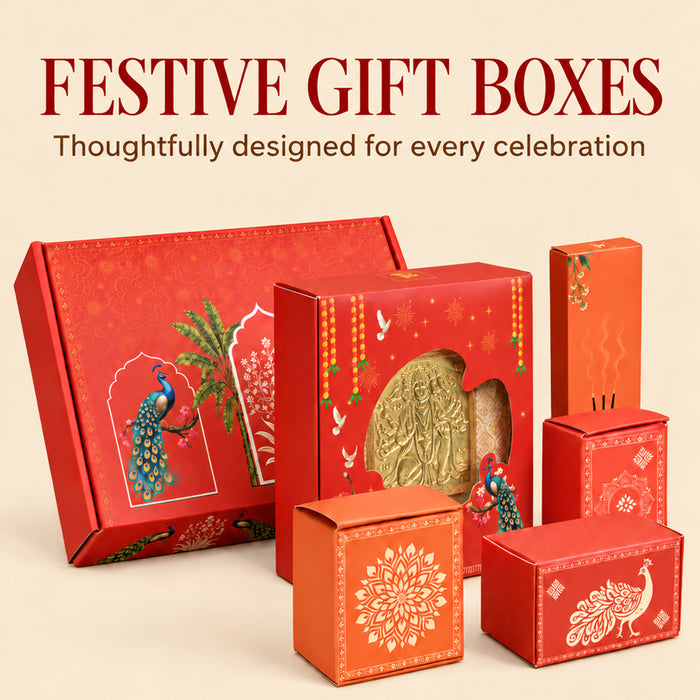 Diwali Pooja Gift Box with Brass Diya, Bell, Hanuman Chalisa Frame & Puja Accessories | Diwali Gift Hamper