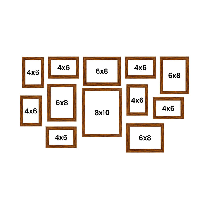 Family Photo Frame Set of 12 for Wall Decor, Wooden Finish Collage Picture Frames for Living Room, Bedroom, Multi-Size Wall Hanging Gallery Frame Set, (7 Set 4x6, 4 Set 6x8, 1 Set 8x10 Inch)