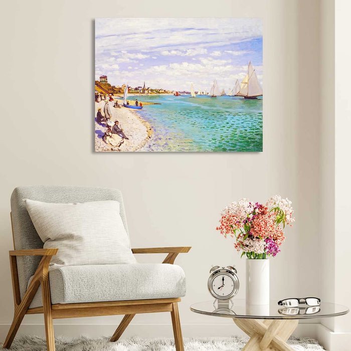 Canvas Painting Wall Art Print Picture Low Tide at Pour Ville,Near Dieppe Paper Collage (16 x 22 Inches)