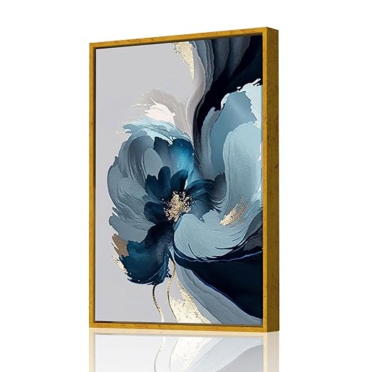 Art Street Canvas Painting Blue Flowers Elegant Decorative Art For Living Room (Size:17x23 Inch)