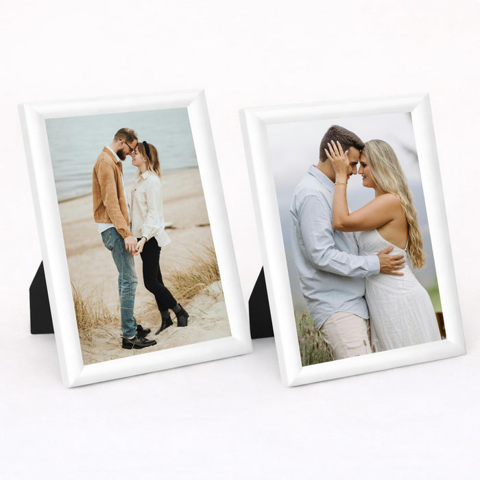 Art Street Picture Table Photo Frame Set of 2 for Bedroom, Tabletop Frames with Stand, Modern Farmhouse Photo Frames for Couples, Weddings, Home Decor, Portrait or Landscape Display (White,5x7 Inch)