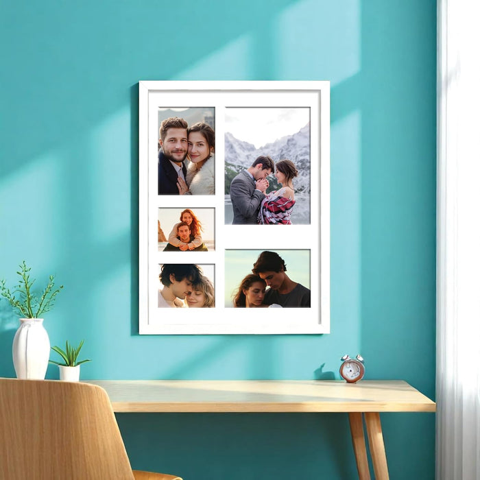 Photo Frame Collage 15x20, 10x15, 8x10 cm Photos Display 5 Openings Wall Mounting Home Décor Photo-Frame, (34x44 cm)