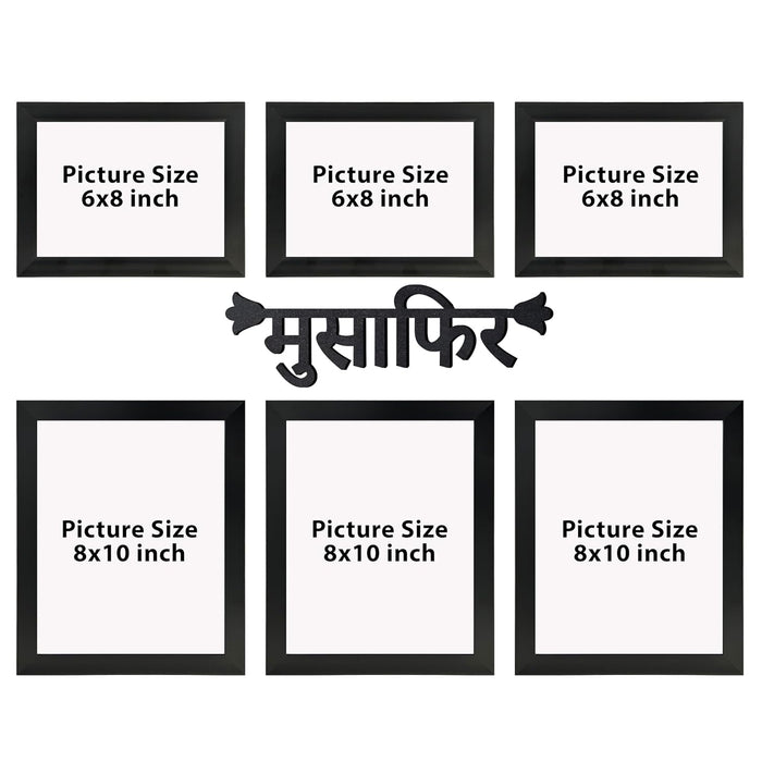 Wall Photo Frame for Home Décor (Set of 6), Plexiglass, Hindi Quotes Photo Frame (3 pcs- 8x10 Inches, 3 pcs-6x8 Inches)