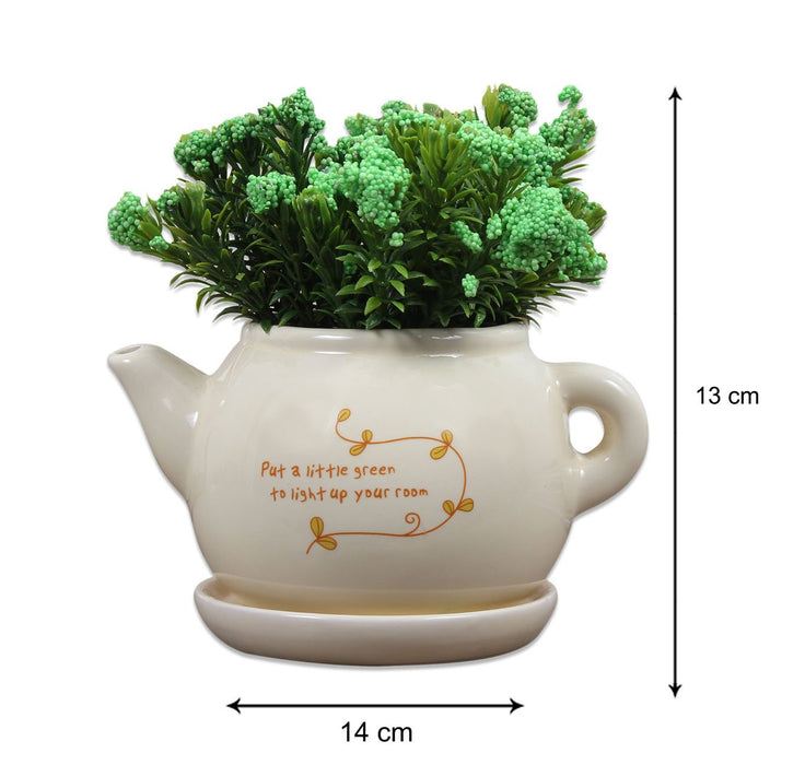 Artificial Ceramic Flower Pot for Home Decoration Artificial Plants with Pot (Size - 5.5 x 5.5 Inch )