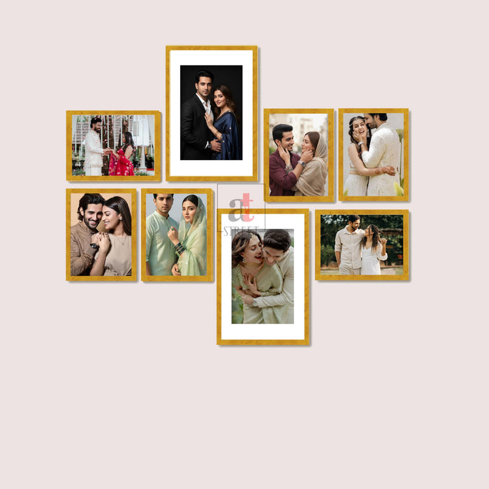 Art Street Photo Frame Set of 8 Gold Wall Decor Collage Display Hanging Family Picture Frames Gallery Collection Decor Items Wall Mount Frames Birthday Anniversary Gift, 8x12 and 12x16 In