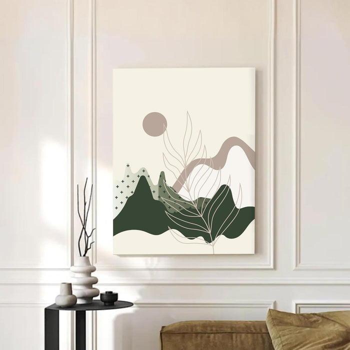 Abstract Sun Rising Stretched Canvas Wall Art Modern Boho Illustration Painting for Home & Office Wall Decor, (16x22 Inch)