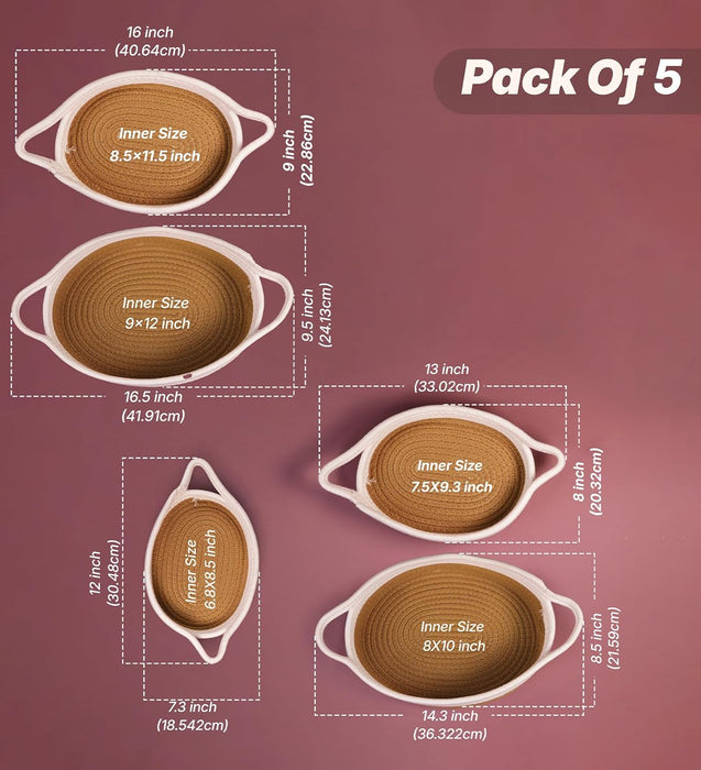 Jute Basket Round Shape Foldable Gift Basket, Storage and Organizer Jute Baskets with Handle (Set of 5)