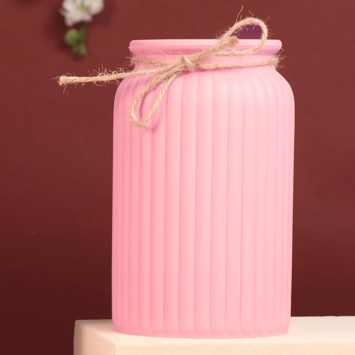 Beautiful Flower Vases PVC Pot for Plants Stand Elegant Ribbed Texture White Vase Made of Durable Plastic PVC Height - 15 cm