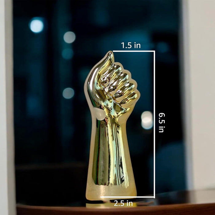 Hand Shape Ceramic Flower Vase, Golden (2.5x6.5 Inch), Vases for Fake Flowers, Flowers Not Included