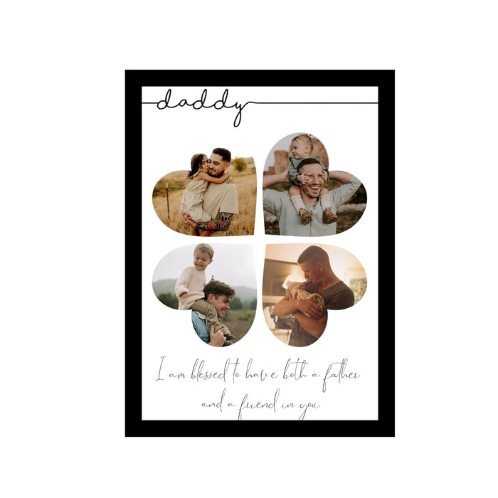SNAP ART Customized Father's Day Gift for your DAD with 4 Photo Collage print, DAD Gifts Photo Frame with Photo Upload (9.2x12.6 Inch)