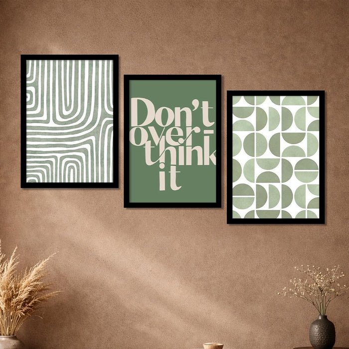 Boho Motivational A3 Framed Posters for Living Room with Frame, “Don’t Over Think It” Bohemian Quotes A3 Framed Poster For Home Decor Bedroom Hallways Office Hotel Set of 3, Size 33x45 cm