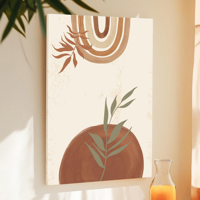 Abstract Botanical Leafs with Modern Boho theme Stretched Canvas Wall Art Illustration Painting for Home & Office Wall Decor, (16x22 Inch)