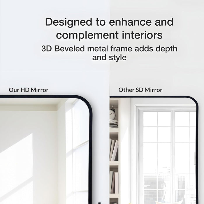 Rectangular Decorative Wall Mirror with Aluminum Metal Frame Gold | Rounded Rectangular Vanity Mirror (Gold, 46x61 cm)