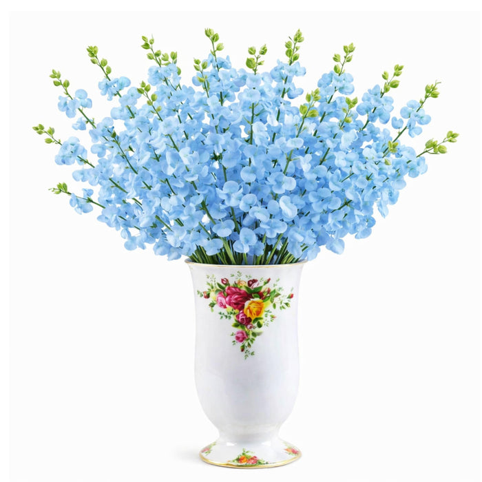 Art Street Artificial Blue Cherry Blossom Flower Bunch for Table Indoor Home Decoration |Valentine Day, Christmas Day, New Year Decor | Set of 4 |16 Stems, Size: 18.5 Inch (Without Pot)