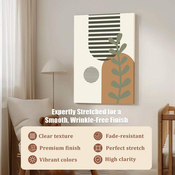 Abstract Botanical Stretched Canvas Wall Art Modern Boho Illustration Painting for Home & Office Wall Decor, (16x22 Inch)