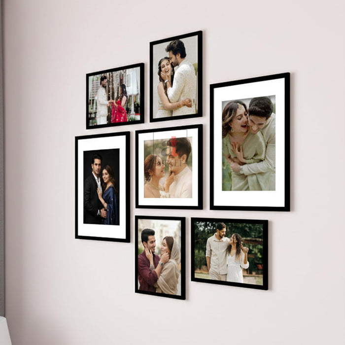 Art Street Photo Frame Set of 7 Black Wall Decor Collage Display Hanging Family Picture Frames Gallery Collection Decor Items Wall Mount Frames Birthday Anniversary Gift, 8x12, 12x12 and 12x16 In