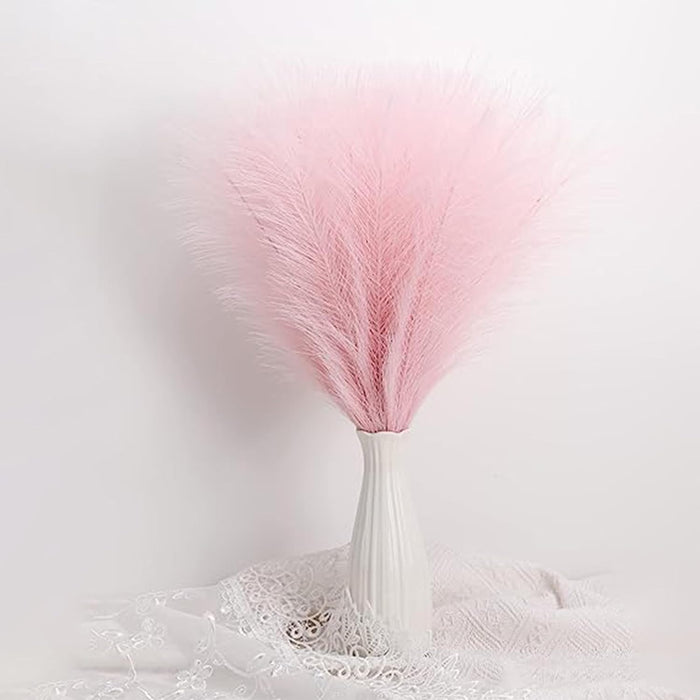 Artificial Pampas Grass for Decoration, Pink Blush Faux, Non-Shedding Feather Grass Pack of 4 | Gradient Pampas Grass | (18 Inch)