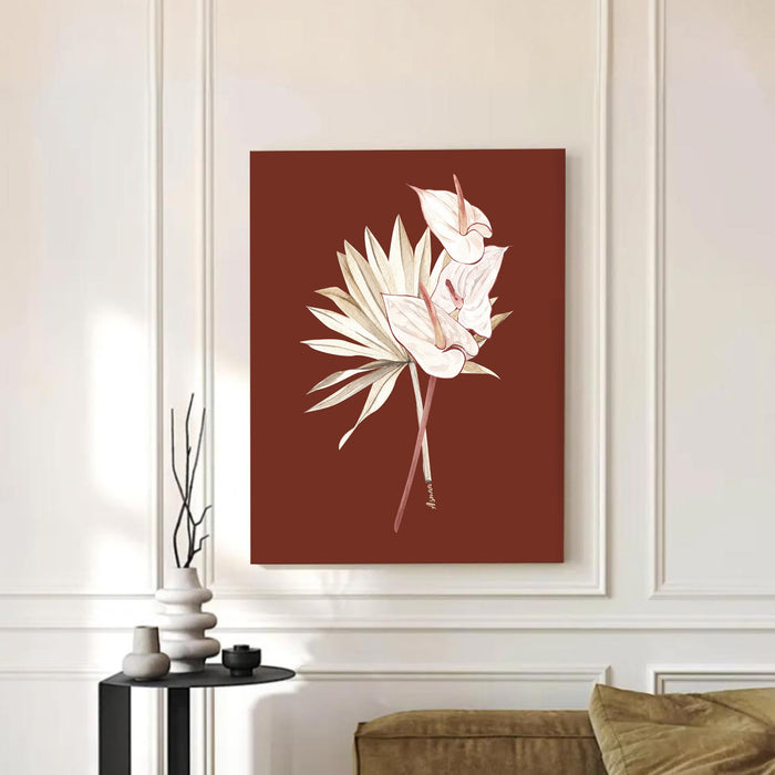 Abstract Desert flower Stretched Canvas Wall Art Modern Boho Illustration Painting for Home & Office Wall Decor, (16x22 Inch)