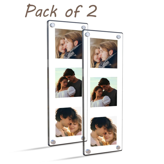 Acrylic Magnetic Picture Photo Frames 5x15 Cm Set of 2, Custom Acrylic Refrigerator, Long Rectangle Fridge Magnetic Photo Frames.