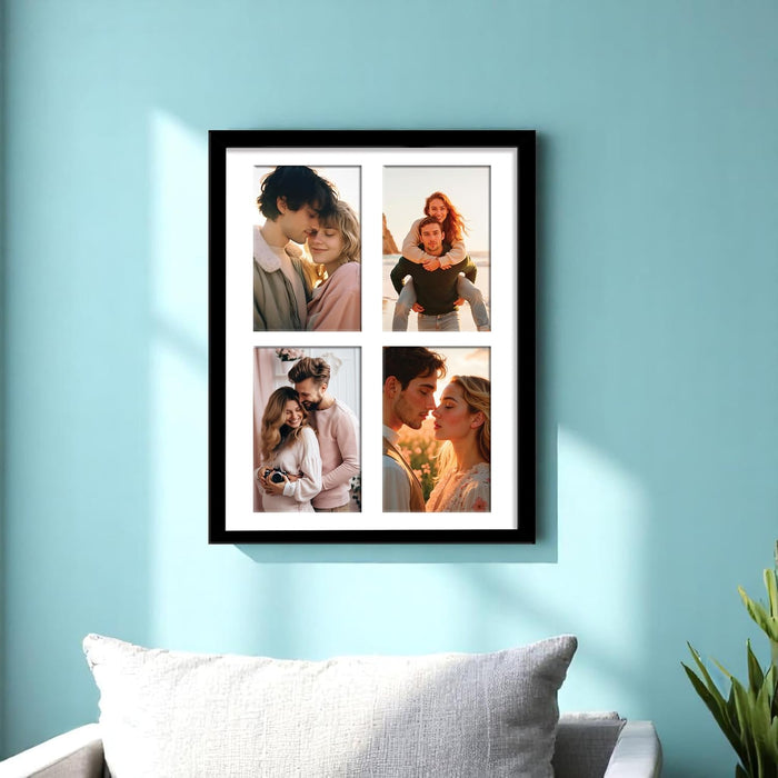 Photo Frame Collage 10x15 cm Photos Display 4 Openings Wall Mounting Photo-Frame (31x39 cm)