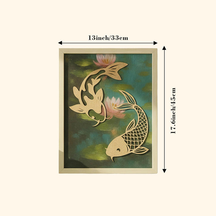Koi Fish & Lotus Vastu Wall Art – Symbol of Prosperity, Harmony & Good Luck | Elegant Framed Decorative Artwork for Living Room, Office & Bedroom, 33x45 cm