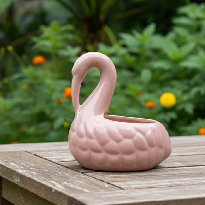 Art Street Elegant Swan-Shaped Ceramic Vase | Glossy Pink Decorative Flower Vase for Home, Living Room & Table Décor, (Vase Only Not Plant)