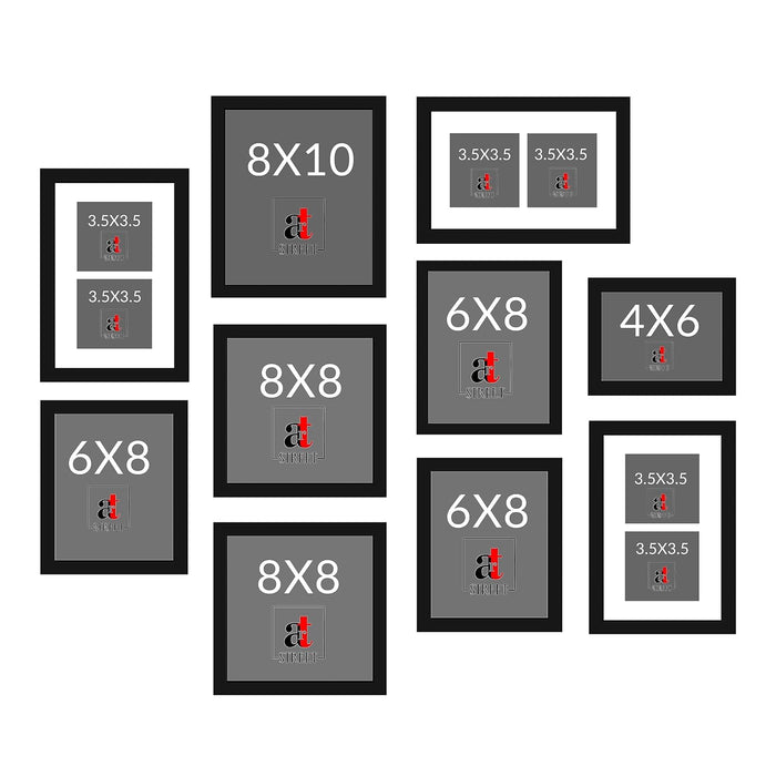 Wall Photo Frame Set of 8 | Gallery Wall Collage Picture Frames | Family Photo Display for Home Decor | Wall Hanging | 8x8 & 8x12 Inch