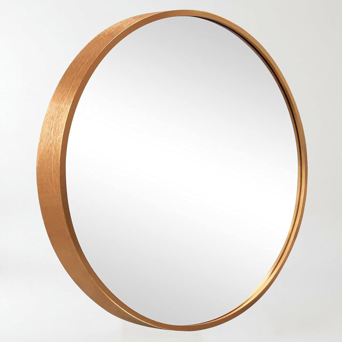 Round Decorative Wall Mirror with Aluminum Metal Frame Silver | Modern Design Vanity Mirror (Silver, 40x40 cm)