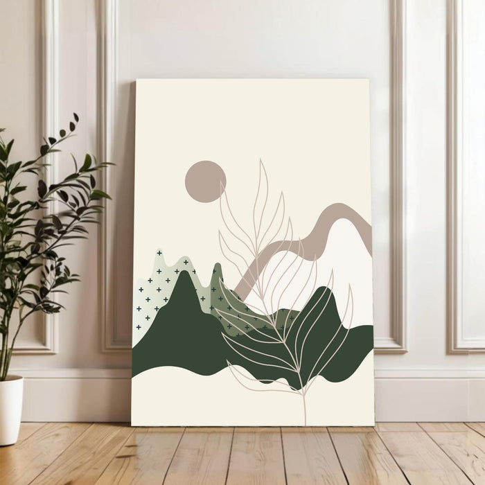 Abstract Sun Rising Stretched Canvas Wall Art Modern Boho Illustration Painting for Home & Office Wall Decor, (16x22 Inch)