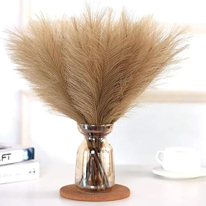 Artificial Pampas Grass for Decoration, Pink Blush Faux, Non-Shedding Feather Grass Pack of 4 | Gradient Pampas Grass | (18 Inch)